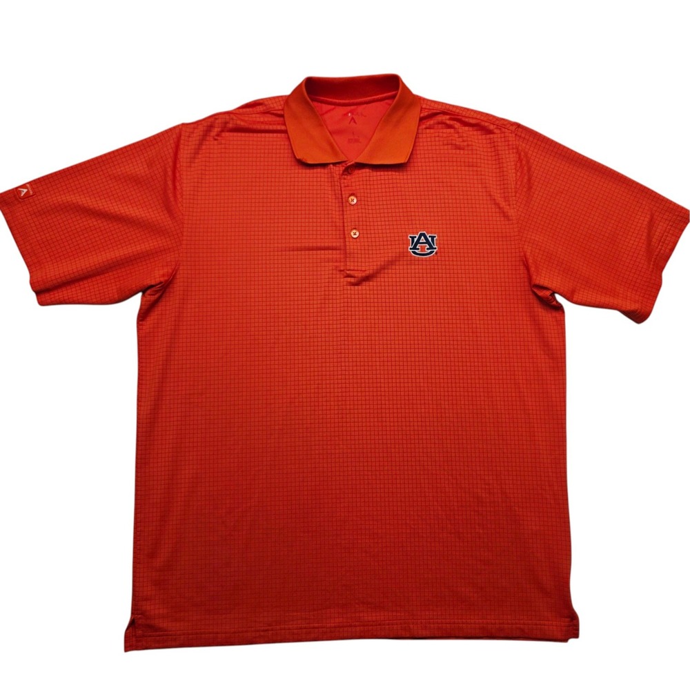 Antigua Auburn Tigers Mens Large Orange Grid Performance Polo Shirt AU Logo